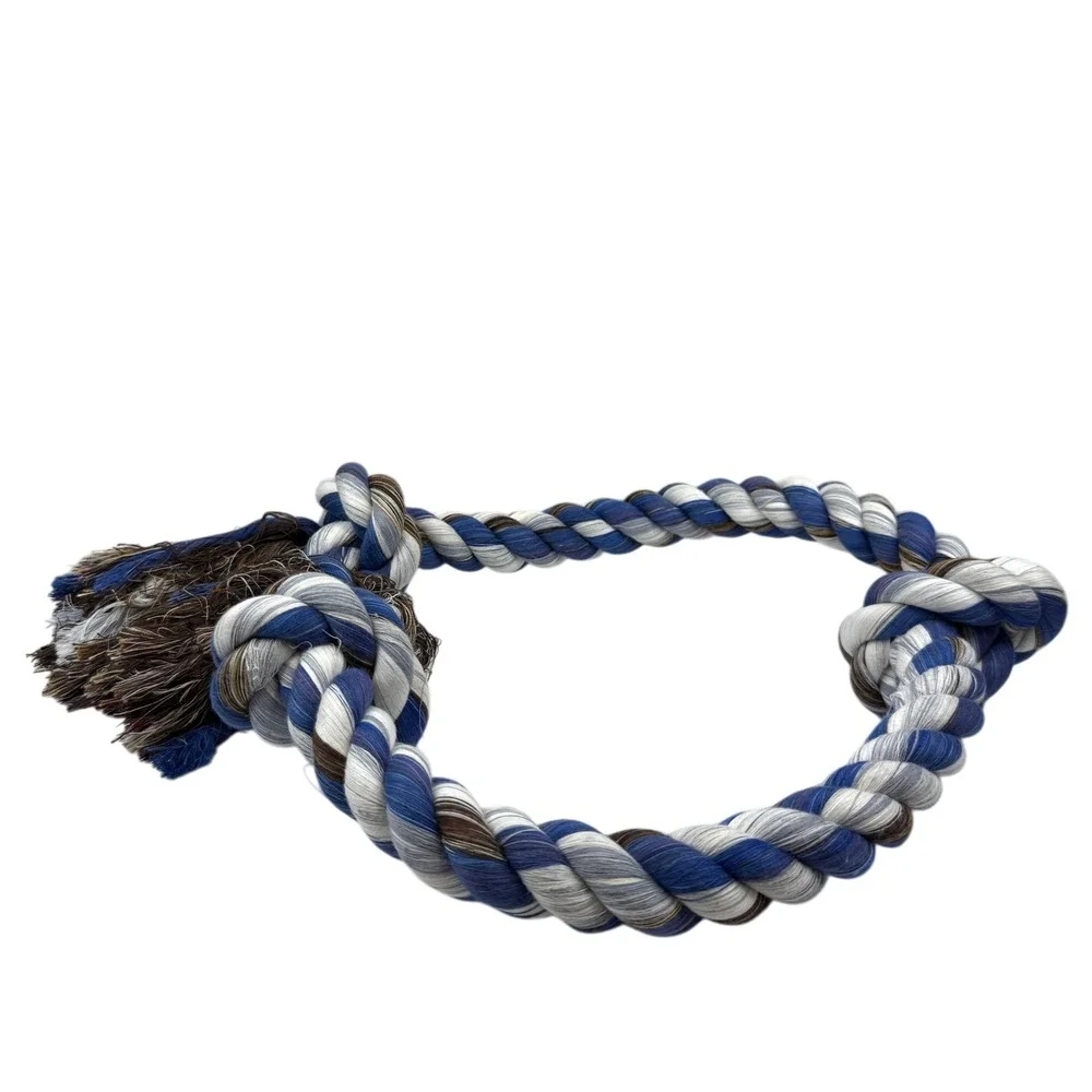 Flossy Durable Braided Cotton Rope Dog Toy Chew Tug Knot for Medium Large Dogs